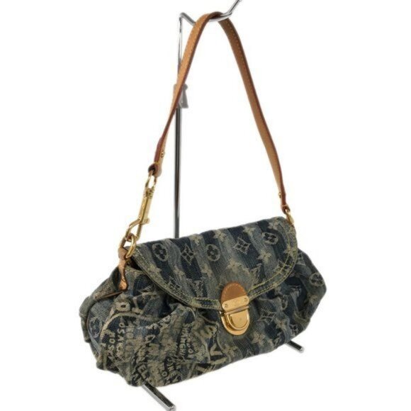 Authentic Louis Vuitton Denim Mini Pleaty Vintage Pouch Pochette Bag Monogram - Picture 3 of 14